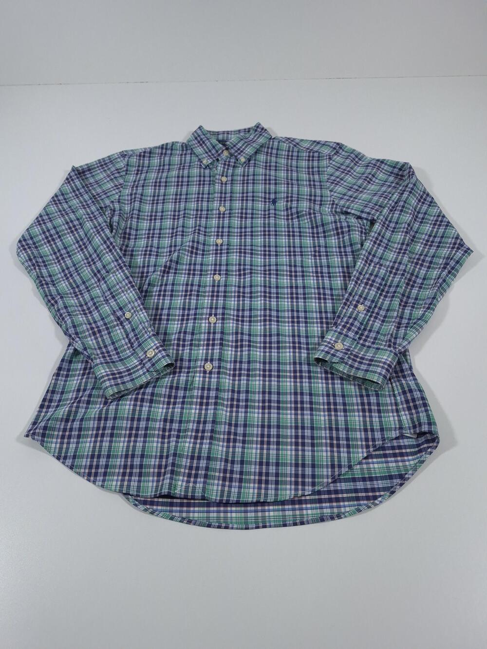 Ralph Lauren Shirt Mens S Blue Plaid Classic Fit Performance Button Down L/S